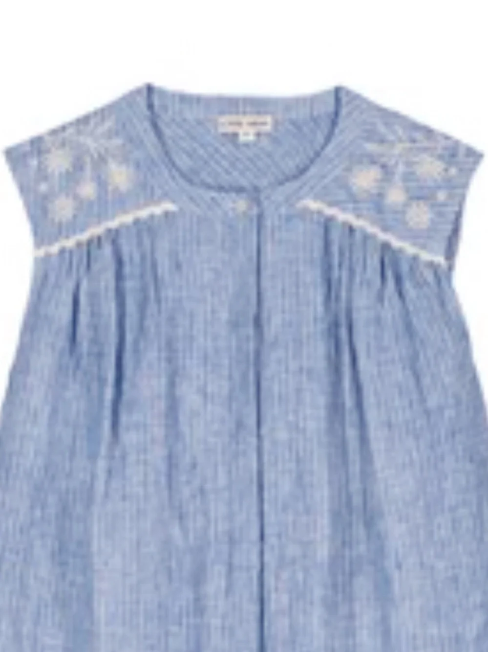 NEW Louise Misha Women’s Sleeveless Duna Blouse Blue Linen Stripes 36 Small S - Picture 2 of 16